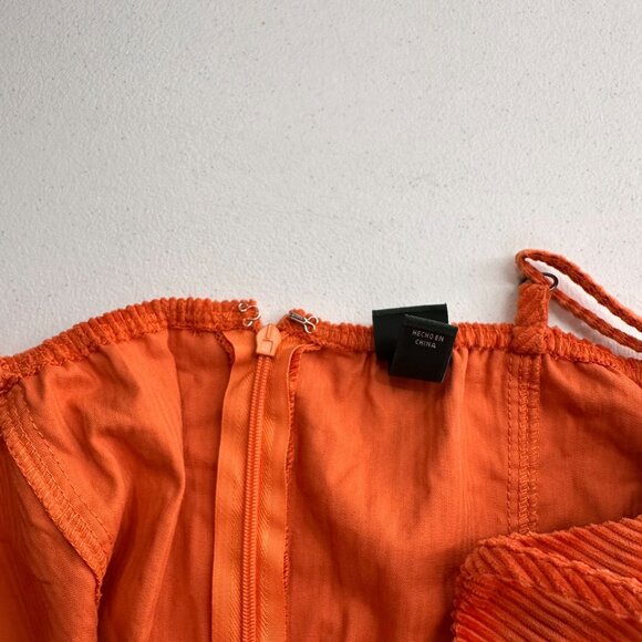 Wild Fable Orange Corduroy Mini Dress S Cotton Spaghetti Straps Y2K Babydoll - Picture 11 of 13